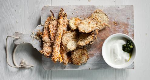 חטיפי ירקות פריכים בציפוי פרמזן